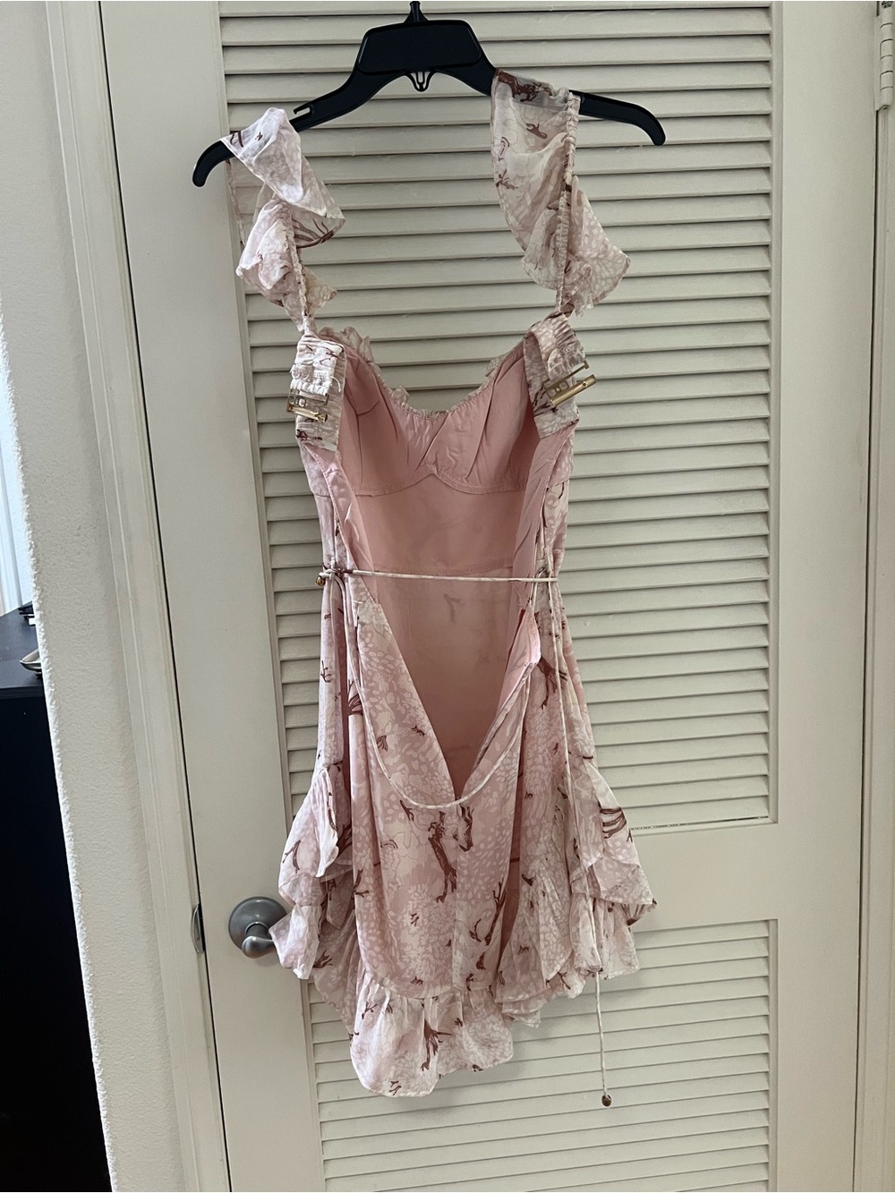Women's Ruffled Pink Dress - Picture 2 of 3